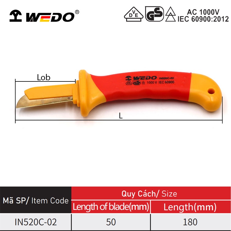 Dao Cắt Cáp Bọc Lưỡi Cách Điện