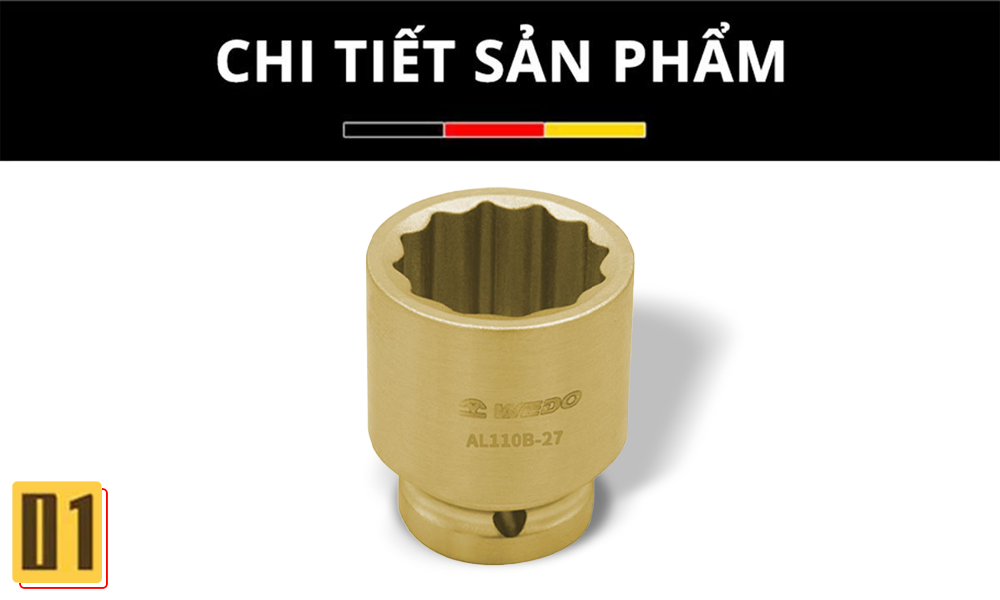 Đầu khẩu tuýp chống cháy nổ Al-Br 1/2'' dùng cho máy