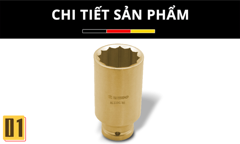 Đầu khẩu tuýp dài chống cháy nổ Al-Br 1/2'' dùng cho máy