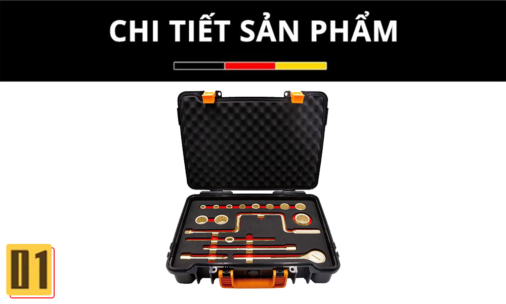 Bộ Đầu Khẩu Tuýp Chống Cháy Nổ Al-Br 1/2''-17 món