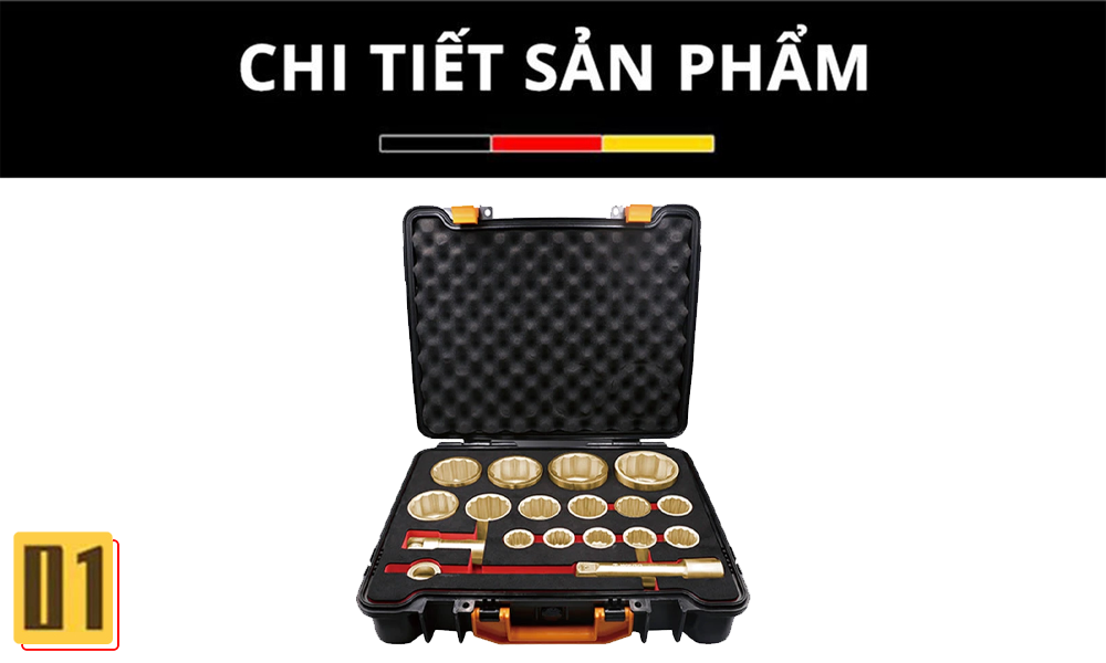 Bộ Đầu Khẩu Tuýp Chống Cháy Nổ Al-Br 1"-18 món WEDO