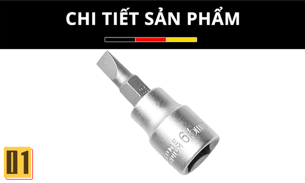 Đầu Khẩu Vặn Vít Dẹp 1/4”- Thép CR-V