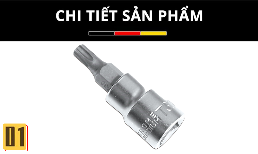 Đầu Khẩu Vặn Vít Sao 3/8”- Thép CR-V