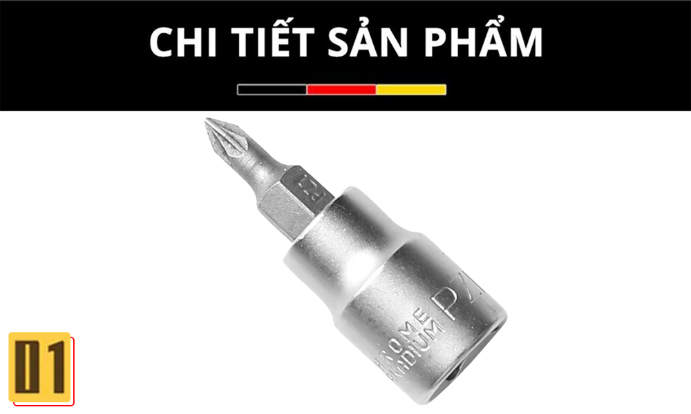 Đầu Khẩu Vặn Vít Hoa Thị 1/4”- Thép CR-V