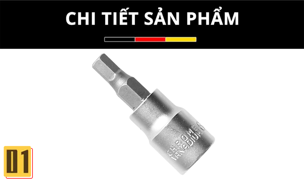 Đầu Khẩu Vặn Vít Lục Giác 3/8”- Thép CR-V