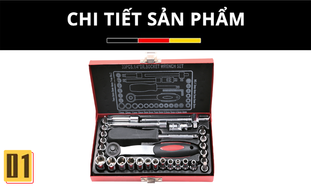 Bộ Cờ Lê Đầu Khẩu 1/4”- 33 Chi Tiết