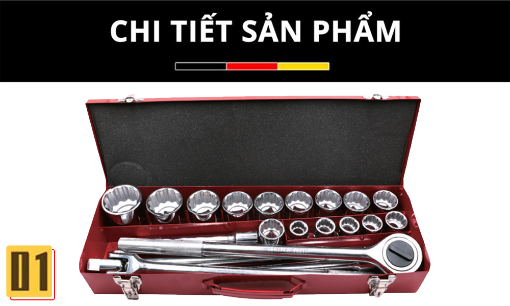 Bộ cờ lê đầu khẩu 20mm 21 chi tiết