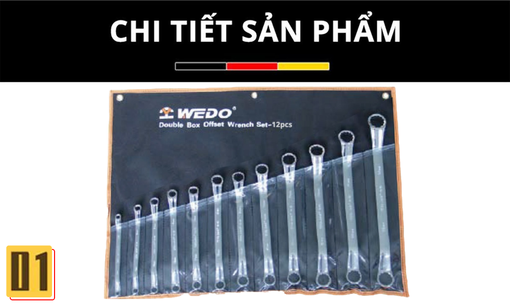 Bộ Cờ Lê Hai Đầu Vòng Lệch 12 Chi Tiết- Thép CR-V