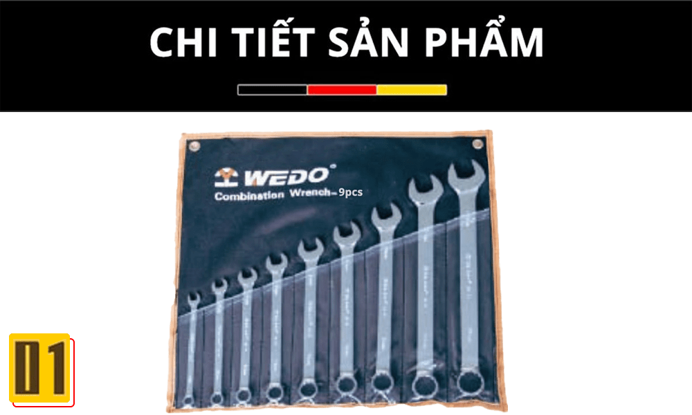 Bộ cờ lê vòng miệng 9 món WD003B9- thép Cr-V