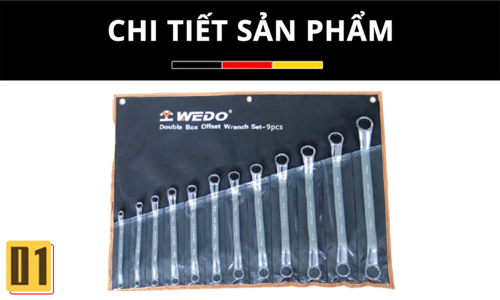 Bộ Cờ Lê Hai Đầu Vòng Lệch 9 Chi Tiết- Thép CR-V