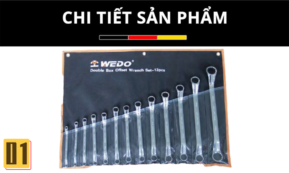 Bộ Cờ Lê Hai Đầu Vòng Lệch 13 Chi Tiết- Thép CR-V