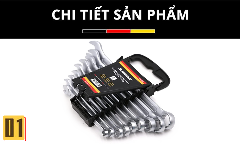 Bộ cờ lê thép vòng miệng (DIN3110) 9 chi tiết