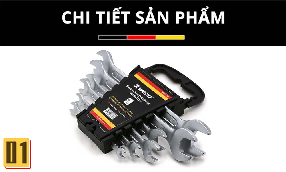 Bộ Cờ Lê Thép Hai Đầu Miệng (DIN3110) 6 Chi Tiết