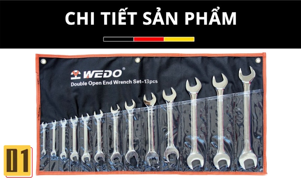 Bộ cờ lê hai đầu miệng cán trơn thép (13 chi tiết)