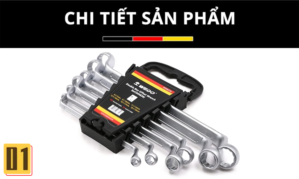 Bộ cờ lê thép hai đầu vòng lệch (DIN3110) 6 Chi Tiết