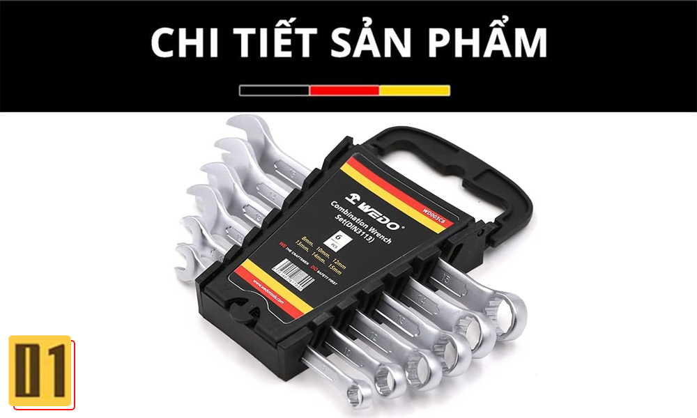 Bộ cờ lê thép vòng miệng (DIN3110) 6 Chi Tiết