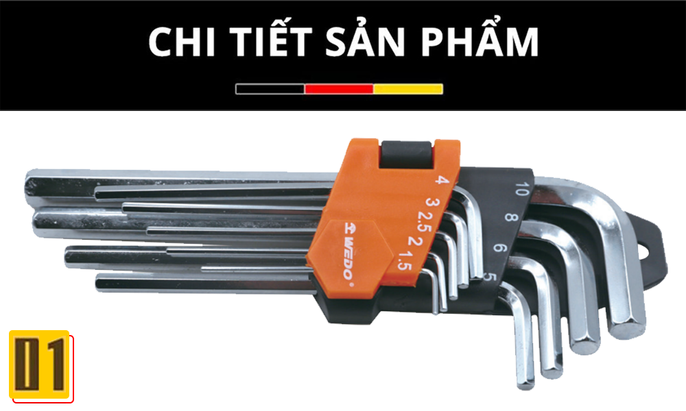 Bộ lục giác 9 món thép cr-V