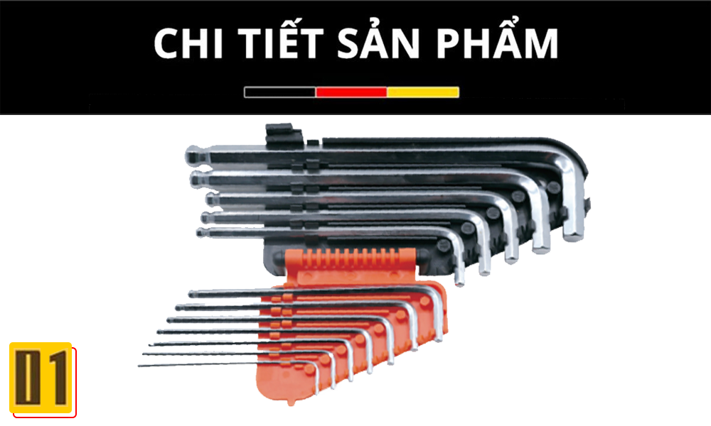 Bộ lục giác bi thép Cr-V (12 chi tiết)