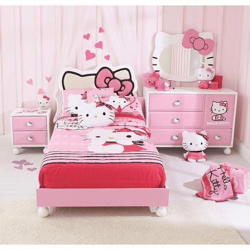 Bàn trang điểm Hello Kitty tone trắng và hồng