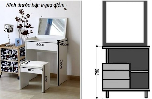 Bàn trang điểm có kích thước nhỏ