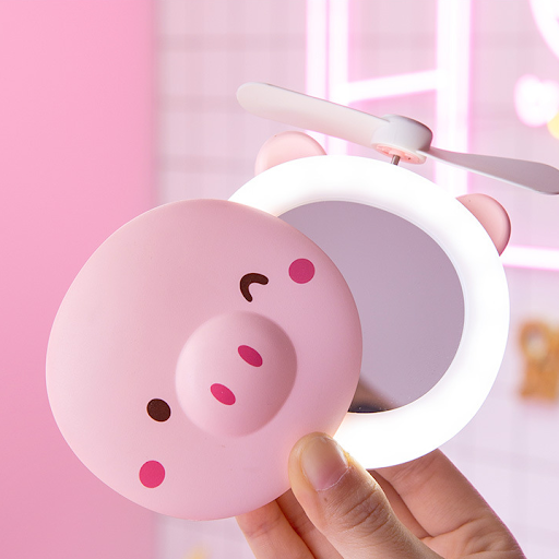 Gương cầm tay mini 2 mặt hình con lợn