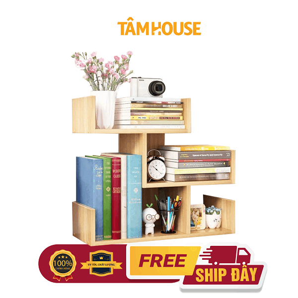 Kệ sách gỗ lắp ghép đa năng mẫu mới Tâm House - K47 - VÀNG