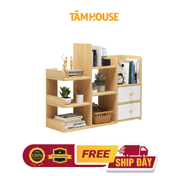 Kệ sách gỗ lắp ghép đa năng mẫu mới Tâm House - K45 - KEM