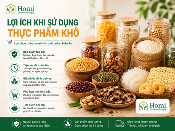 Lợi ích khi sử dụng thực phẩm khô
