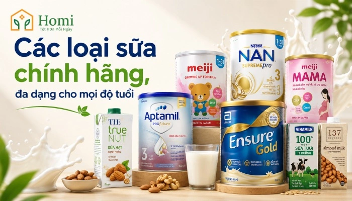 các loại sữa chính hãng