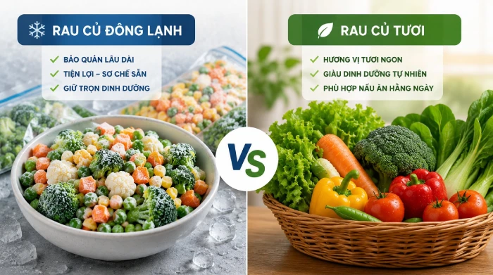 So sánh rau củ quả đông lạnh và rau củ tươi