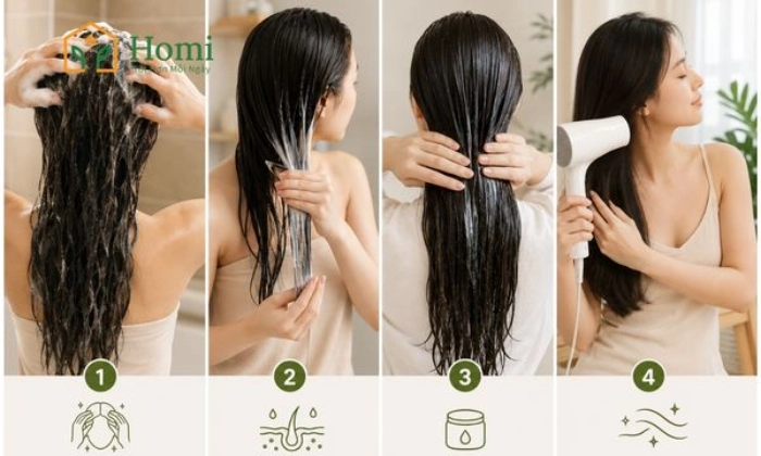 các bước chăm sóc tóc