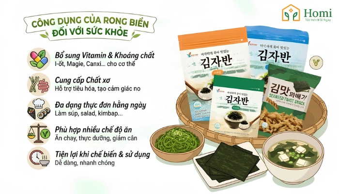 Rong biển nguồn bổ sung nhiều vitamin, khoáng chất và chất xơ tự nhiên