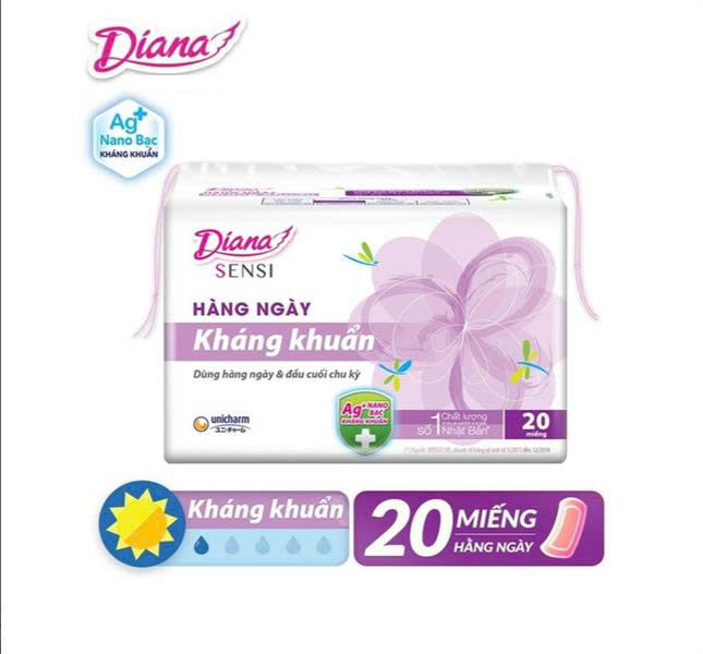 Băng vệ sinh Diana Sensi hàng ngày Kháng Khuẩn 20 miếng