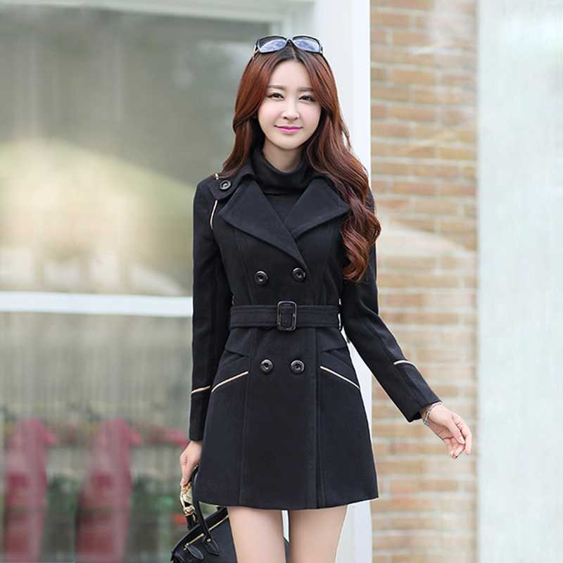 Áo dạ nữ phong cách Hàn Quốc CHS042 (Đen)