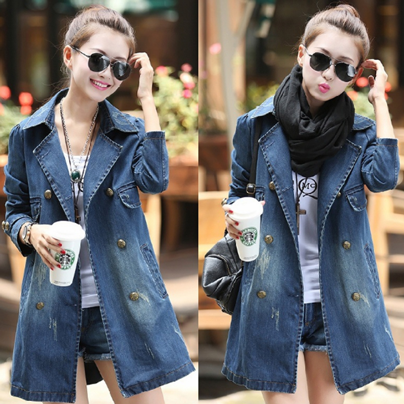 Áo khoác bò nữ dáng dài phong cách Hàn Quốc JRG006 (Kèm đai lưng)