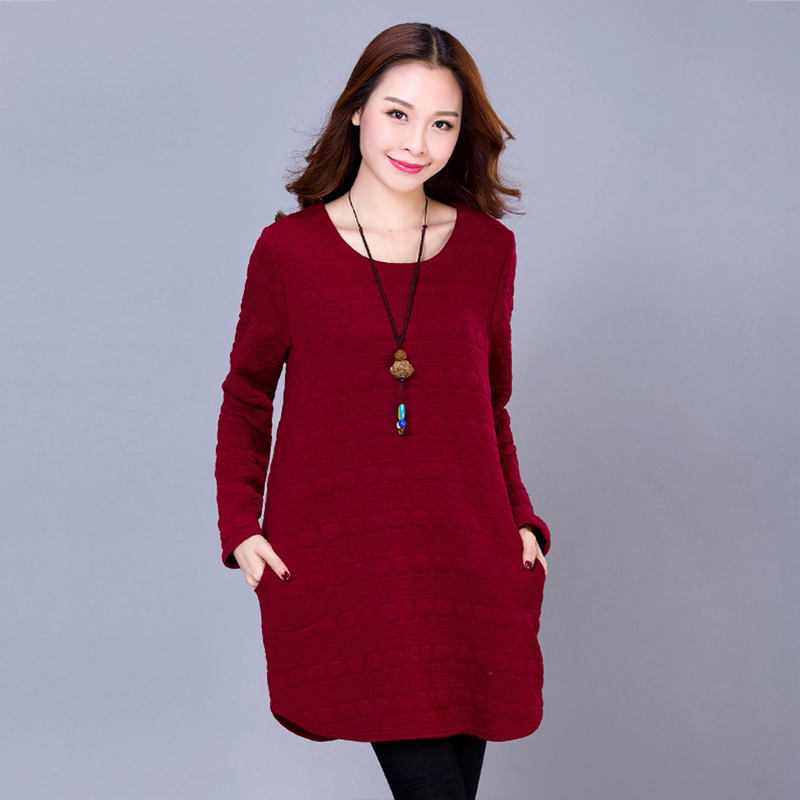 Áo len nữ dáng dài cao cấp phong cách Hàn Quốc JRG002 (Đỏ đô)