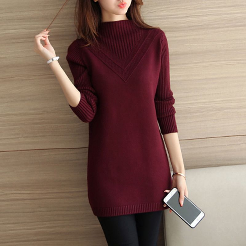 Áo len dáng dài cao cổ phong cách Hàn Quốc LEK001 (Xám)