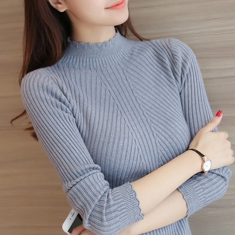 Áo len cao cổ phong cách Hàn Quốc LEK002 (Xám)