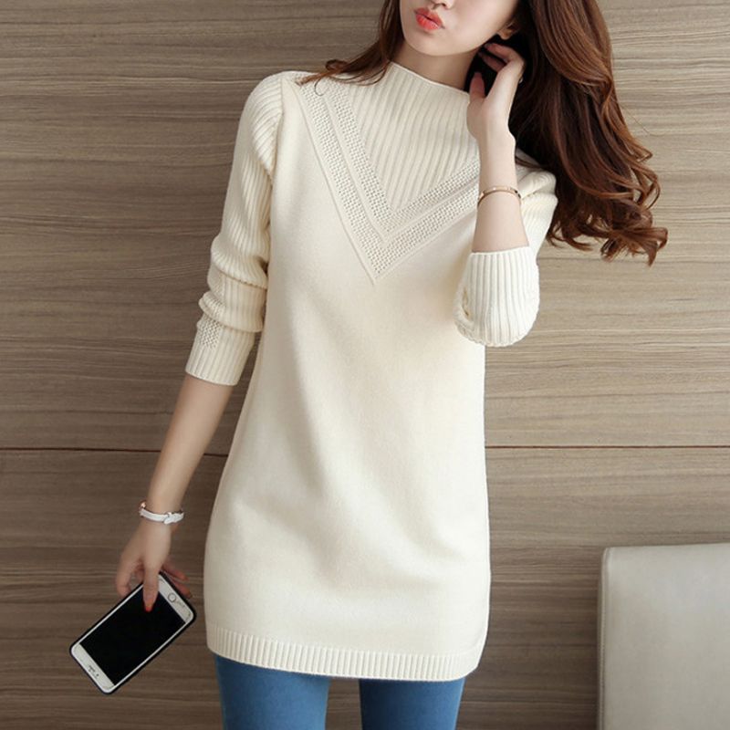 Áo len dáng dài cao cổ phong cách Hàn Quốc LEK001 (Hồng phấn)