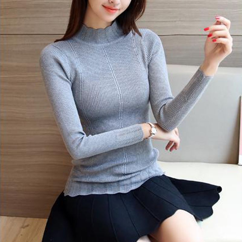 Áo len dáng ngắn cao cổ phong cách Hàn Quốc LEK008 (Đen)
