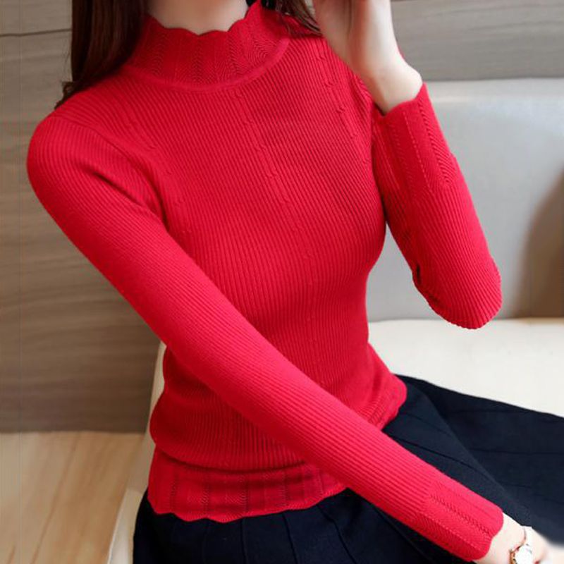 Áo len dáng ngắn cao cổ phong cách Hàn Quốc LEK008 (Đen)