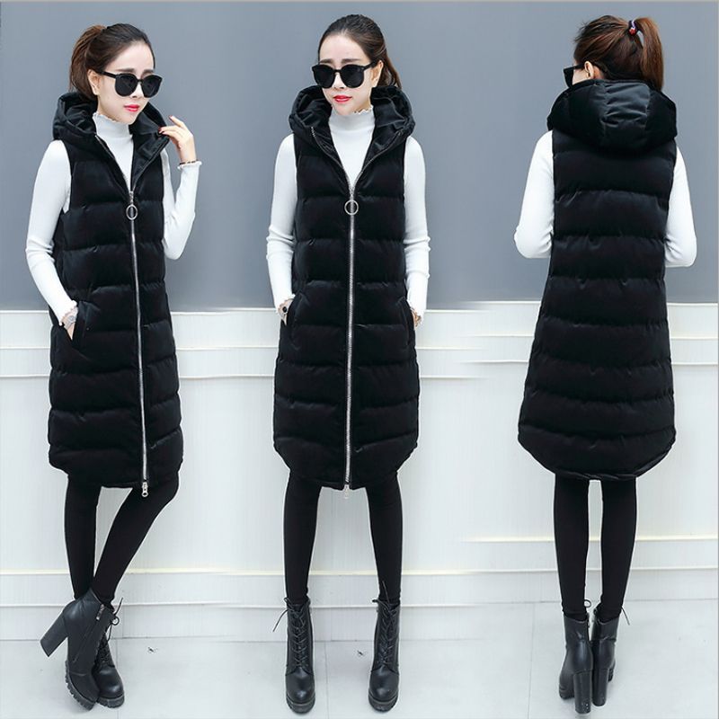 Áo chần bông GILE dáng dài phong cách Hàn Quốc LDS003 (Đen)