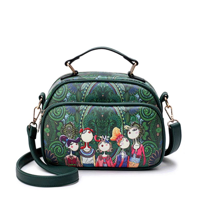[FREESHIP] Túi xách, túi đeo chéo nữ họa tiết sơn cartoon GBA008 (Đỏ)