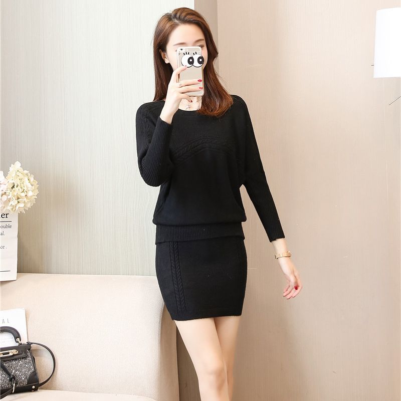 Bộ váy len nữ phong cách Hàn Quốc MBC042 (Đen)