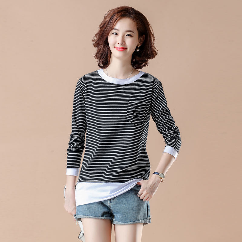 Áo t- shirt nữ kẻ ngang phong cách Hàn Quốc BAT034 (Đen)