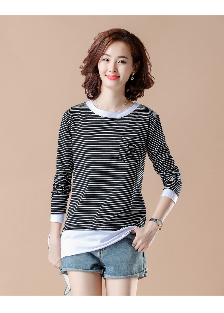 Áo t- shirt nữ kẻ ngang phong cách Hàn Quốc BAT034 (Đen)