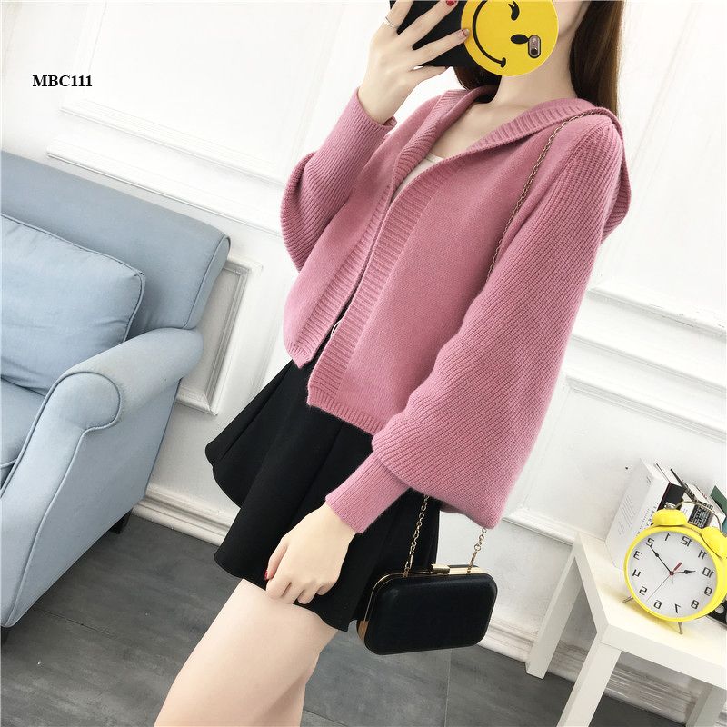 Áo len cardigan nữ có mũ phong cách Hàn Quốc MBC111 (Hồng)