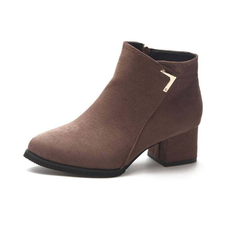 Boots nữ da lộn phong cách Hàn Quốc TKO134(Nâu)