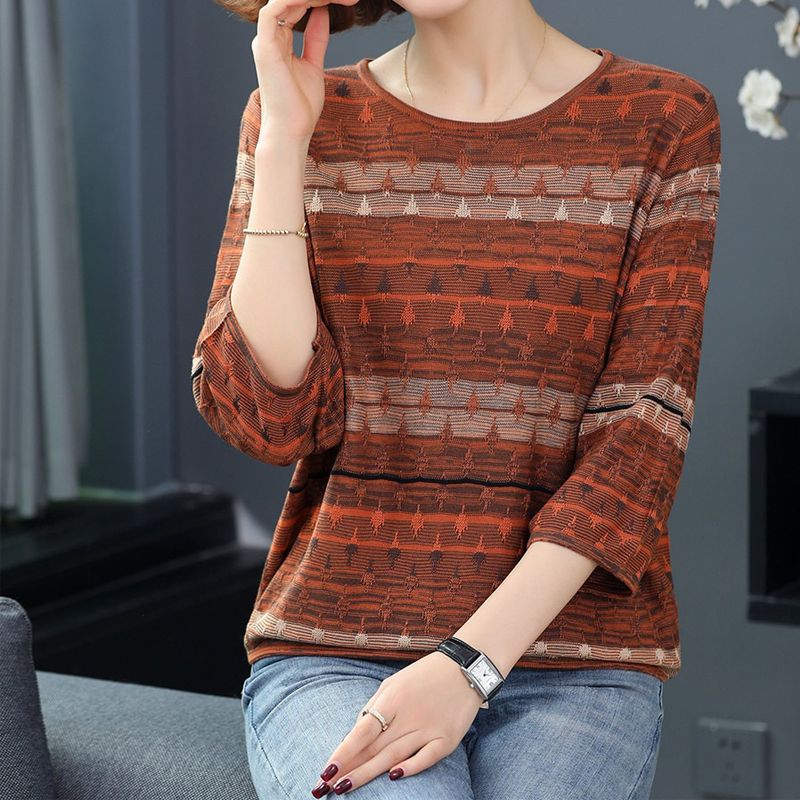 Áo len dệt kim nữ họa tiết thanh lịch thu đông LEK312 (Caramel)