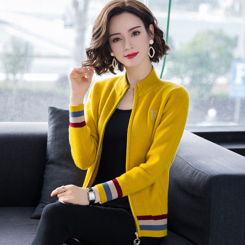 Áo khoác Cardigan len nữ dáng ngắn trẻ trung thu đông LEK311 (Vàng)